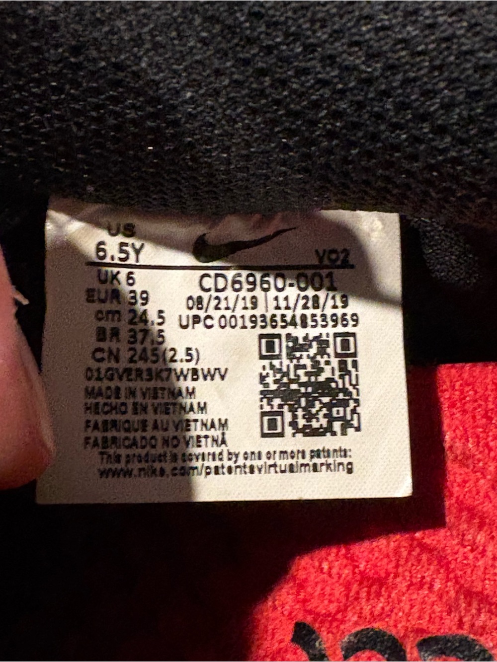 Nike Air Force 1 React Triple Black Violet CD6960-001 Youth Sz 6.5Y Womens Sz 8 - Picture 8 of 11